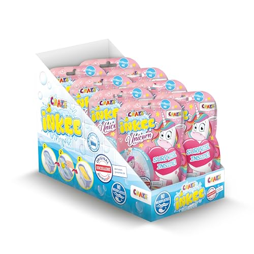 INKEE Unicorn | 8er Set Badebomben Kinder mit Überraschung, Badekugeln 8X 100g mit Einhornfiguren, Pop-Corn Duft von INKEE