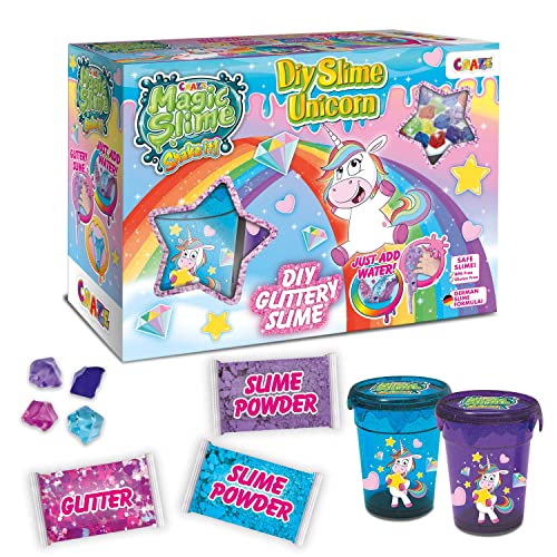 Craze Magic Slime DIY Einhorn | Schleim Selber Machen Set mit Glitzereffekt - Schleim Kinder Sicher und Rückstandsfrei, 23 x 8 x 17 cm von CRAZE