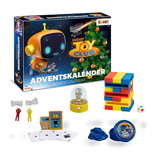 CRAZE SUPER TOY CLUB Adventskalender Kinder - Wissensspiel Geschicklichkeitsspiel Spielzeugkalender, Kreatives Spiel für Kinder und Erwachsene von CRAZE