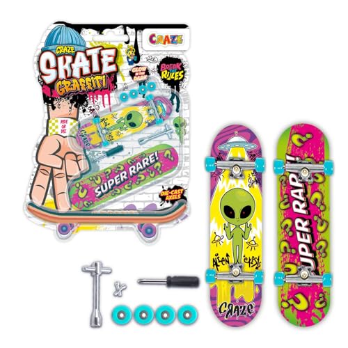 Craze Skate Fingerboard Set 2er Pack – Leuchtende Mini-Skateboards mit Zubehör für Kinder & Fingerboard-Fans – Mini Fingerboards für Tricks & Stunts Craze Skate Fingerboard Set 2er Pack – Leuchtende Mini-Skateboards mit Zubehör für Kinder & Fingerboard-Fans – Mini Fingerboards für Tricks & Stunts von CRAZE