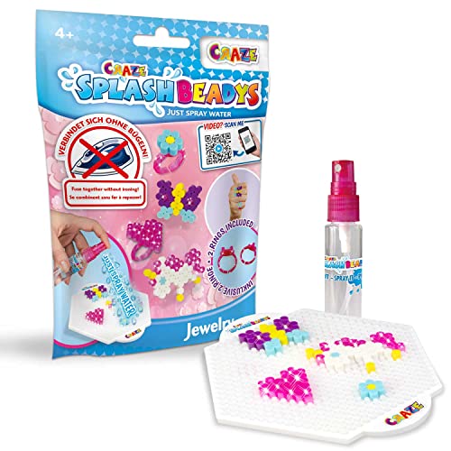 Craze Splash BEADYS Steckperlen Kinderschmuck Starter Pack Bügelperlen Set ohne Bügeln Perlen zum Basteln Wasserperlen für Kinder ungiftig Kinder Bastelset 26038, Klein von CRAZE