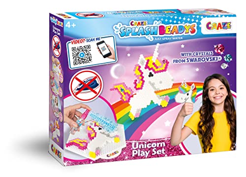 Craze Splash BEADYS Steckperlen Play Set Unicorn Einhorn Bügelperlen ohne Bügeln Wasserperlen für Kinder ungiftig mit Swarovski Crystal Bastelset 58467 Craze Splash BEADYS Steckperlen Play Set Unicorn Einhorn Bügelperlen ohne Bügeln Wasserperlen für Kinder ungiftig mit Swarovski Crystal Bastelset 58467 von CRAZE