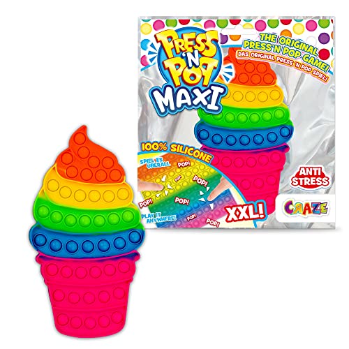 Press N Pop PressNPop Craze Ice Cream Maxi Fidget Toy POP IT sensorisches Anti Stress Spielzeug Plopper für Kinder & Erwachsene Bubble Set Bunte EIS Motive 37119, wunderschöne Farbkombinationen von CRAZE