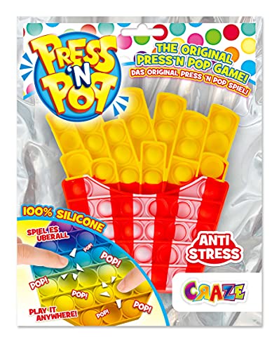 Press N Pop PressNPop Pommes Craze Unisex Fries Fidget Toy sensorisches Anti Stress Spielzeug für Kinder Erwachsene Bubble Set Pommestüte Form 37355, wunderschöne Farbkombinationen von CRAZE