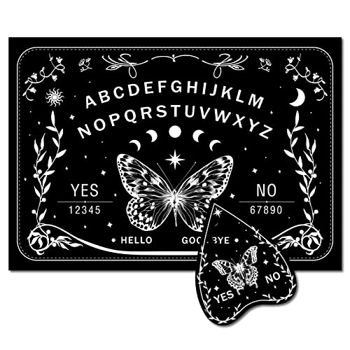 CREATCABIN Geisterbrett Aus Schmetterlingsholz Sprechende Ouija-Bretter Mondpendelbrett Aus Holz Mit Planchette Wünschelrute Weissagungsset Spiel Geisterjagd Botschaft Für Wicca Pagan 30 x 21cm von CREATCABIN