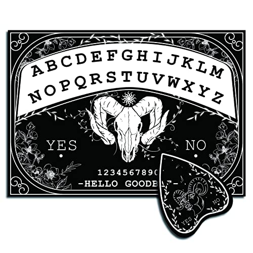 CREATCABIN Holz Geisterbrett Pendelbrett Sprechende Ouija-Bretter Holz Mit Planchette Schwarz Wünschelrute Wahrsagen Kit Spiel Geisterjagd Metaphysische Botschaft Dekor Für Wicca 11.8 x 8.3 Zoll-Ziege von CREATCABIN