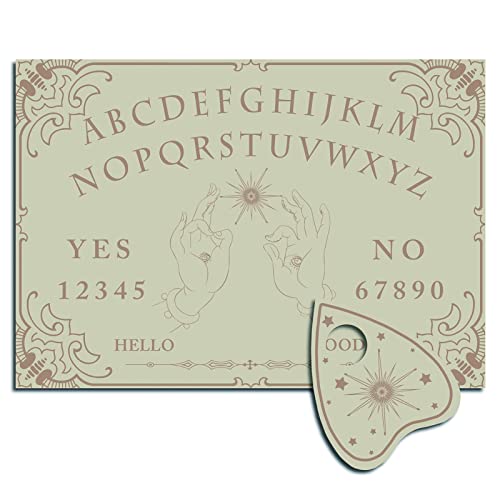 CREATCABIN Holz Geisterbrett Pendelbrett Sprechende Ouija-Bretter Holz Mit Planchette Wünschelrute Wahrsagen Kit Spiel Geisterjagd Metaphysische Botschaft Dekor Für Wicca 11.8 x 8.3 Zoll-Magische Hand von CREATCABIN