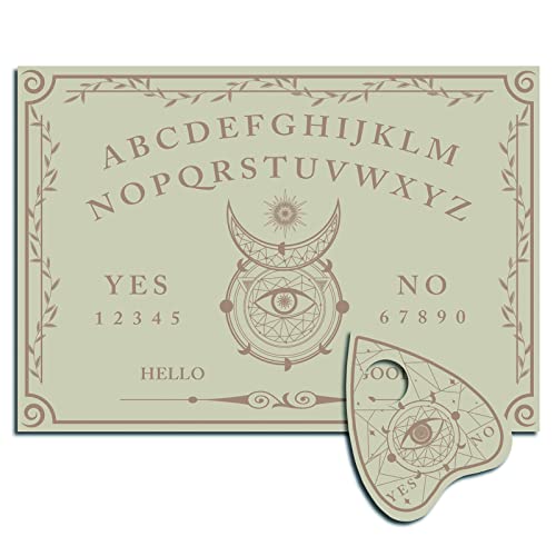 CREATCABIN Wood Spirit Board Pendelbrett Sprechende Ouija-Bretter Aus Holz Mit Planchette Dowsing Divination Kit Game Spirit Hunt Metaphysical Message Decor for Wicca Pagan 11.8 x 8.3 Inch-Eye of God von CREATCABIN