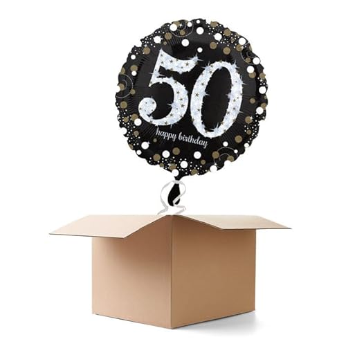 Ballongrüsse H-Birthday, Sparkling 50, 1 Ballon von CREATIV DISCOUNT