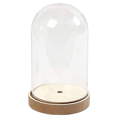 CREATIV DISCOUNT® NEU Plastikglas- Glocke auf Holzfuß, 18 cm von CREATIV DISCOUNT