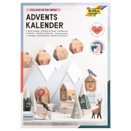 CREATIV DISCOUNT Adventskalender Bastelset, Village in The Snow, 24 Schachteln + Zubehör von CREATIV DISCOUNT