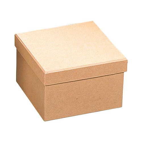 CREATIV DISCOUNT Box Pappe Natur, quadratisch mit Deckel, 15 x 15 x 10 cm von CREATIV DISCOUNT