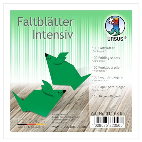 CREATIV DISCOUNT Faltblätter intensiv 100 Blatt, 10x10cm, dunkelgrün von CREATIV DISCOUNT