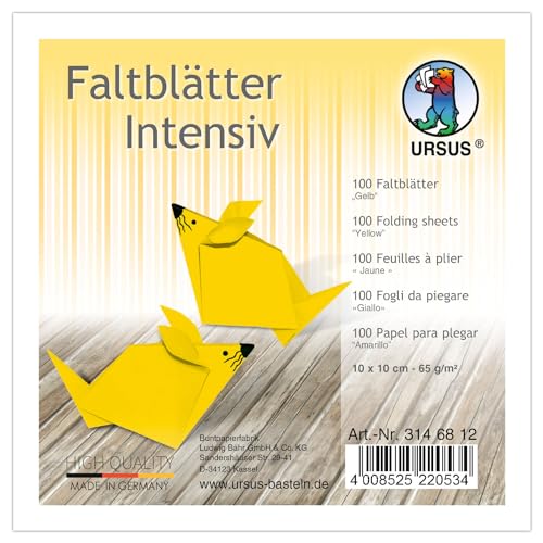 CREATIV DISCOUNT Faltblätter intensiv 100 Blatt, 10x10cm, gelb von CREATIV DISCOUNT