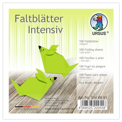 CREATIV DISCOUNT Faltblätter intensiv 100 Blatt, 10x10cm, hellgrün von CREATIV DISCOUNT