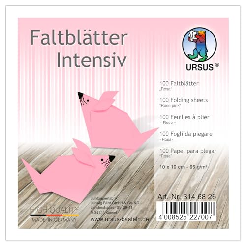 CREATIV DISCOUNT Faltblätter intensiv 100 Blatt, 10x10cm, rosa von CREATIV DISCOUNT