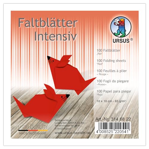 CREATIV DISCOUNT Faltblätter intensiv 100 Blatt, 10x10cm, rot von CREATIV DISCOUNT