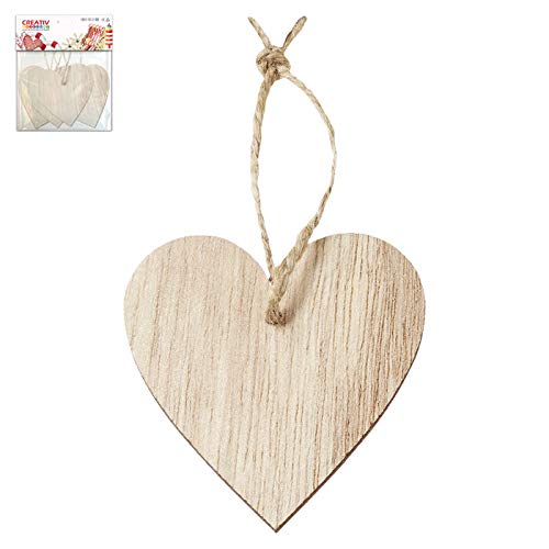 CREATIV DISCOUNT Holzherz zum Hängen, ca.6,5cm, 4 STK. von CREATIV DISCOUNT