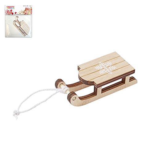 CREATIV DISCOUNT Holzschlitten, 6,5 cm, Hellbraun von CREATIV DISCOUNT