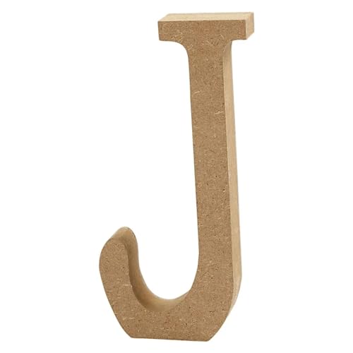 CREATIV DISCOUNT MDF-Buchstabe, 13 cm, Stärke 2 cm, Natur, J von CREATIV DISCOUNT