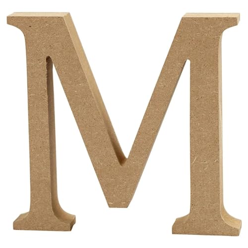 CREATIV DISCOUNT MDF-Buchstabe, 13 cm, Stärke 2 cm, Natur, M von CREATIV DISCOUNT