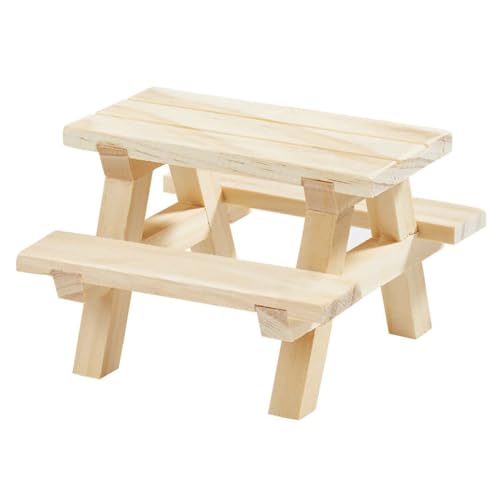 CREATIV DISCOUNT Miniatur-Picknick-Tisch mit Bänken, Größe 8 x 8 x 5,5 cm von CREATIV DISCOUNT