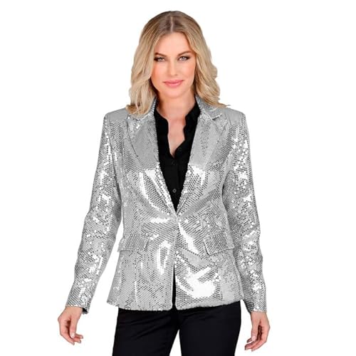 CREATIV DISCOUNT NEU Damen-Kostüm Pailletten-Blazer silber, Gr. L von CREATIV DISCOUNT