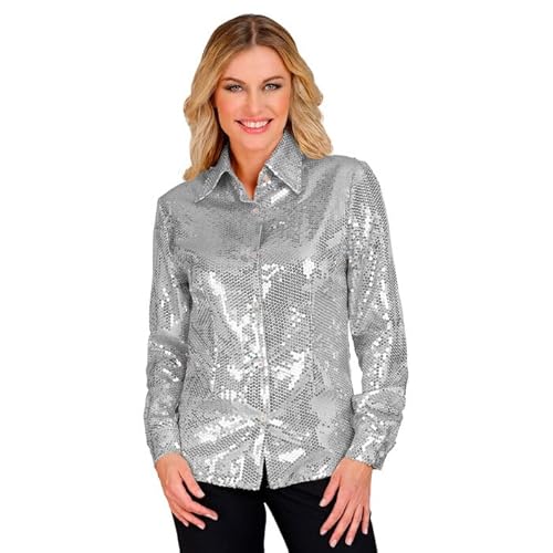 CREATIV DISCOUNT NEU Damen-Kostüm Pailletten-Bluse silber, Gr. L-XL von CREATIV DISCOUNT