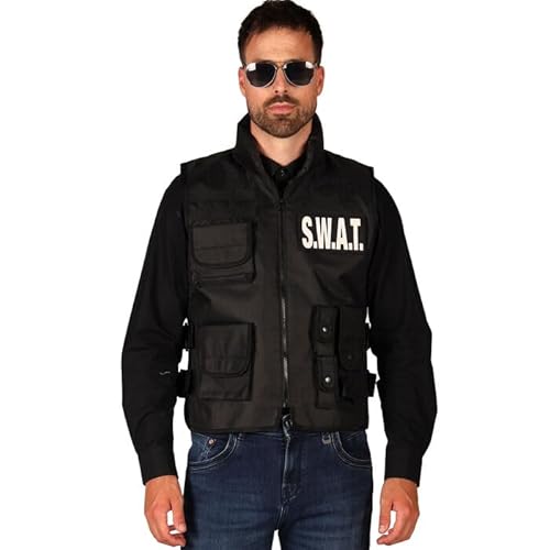 CREATIV DISCOUNT NEU Einsatz-Weste für Erwachsene mit Patches für SWAT, Polizei und FBI, Einheitsgröße von CREATIV DISCOUNT