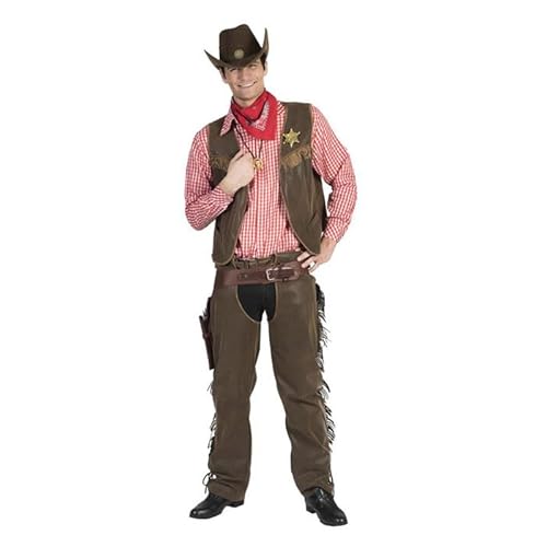 CREATIV DISCOUNT NEU Herren-Kostüm Cowboy Billy, 2-tlg. mit Weste und Chaps, braun, Gr. 48-50 von CREATIV DISCOUNT