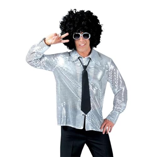 CREATIV DISCOUNT NEU Herren-Kostüm Disco Hemd Silber, Größe 52-54 von CREATIV DISCOUNT