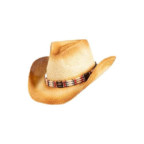 CREATIV DISCOUNT NEU Hut Cowboy aus Stroh mit Hutband, natur, Einheitsgröße von CREATIV DISCOUNT