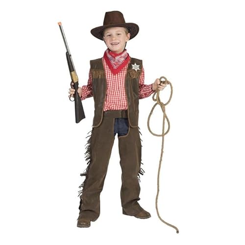 CREATIV DISCOUNT NEU Kinder-Kostüm Cowboy Billy, 2-tlg. mit Weste und Chaps, braun, Gr. 116 von CREATIV DISCOUNT