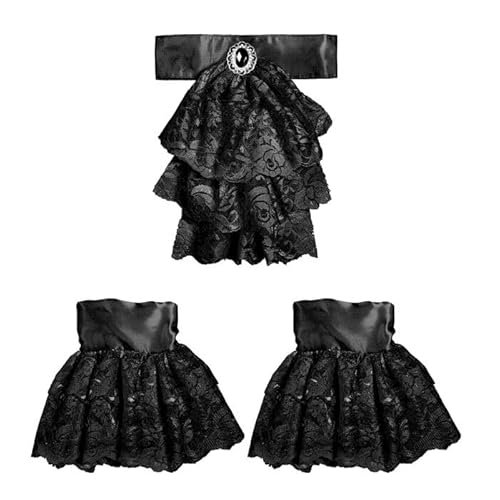 CREATIV DISCOUNT NEU Kostüm-Zubehör-Set Spitzen-Jabot und Manschetten, schwarz von CREATIV DISCOUNT