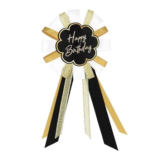 CREATIV DISCOUNT NEU Rosette/Brosche Happy-Birthday Anstecker, schwarz-gold von CREATIV DISCOUNT