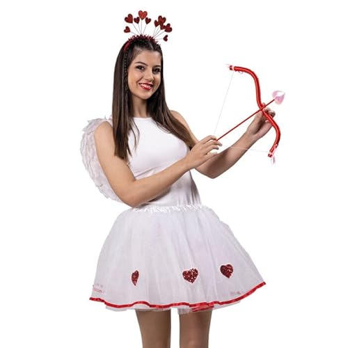 CREATIV DISCOUNT NEU Tutu Amor, Tüllrock in weiß mit roten Herzen, Einheitsgröße von CREATIV DISCOUNT