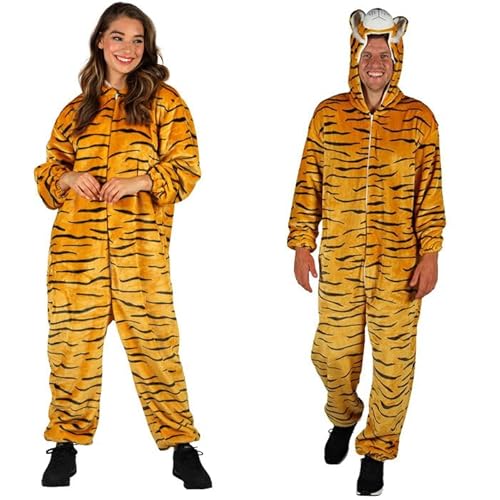 CREATIV DISCOUNT NEU Unisex-Kostüm Plüsch-Overall Tiger, braun-schwarz, Gr. M-L von CREATIV DISCOUNT