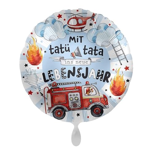 NEU Folienballon Feuerwehr - Mit tatü tata ins neue Lebensjahr - ca. 45cm Durchmesser von CREATIV DISCOUNT