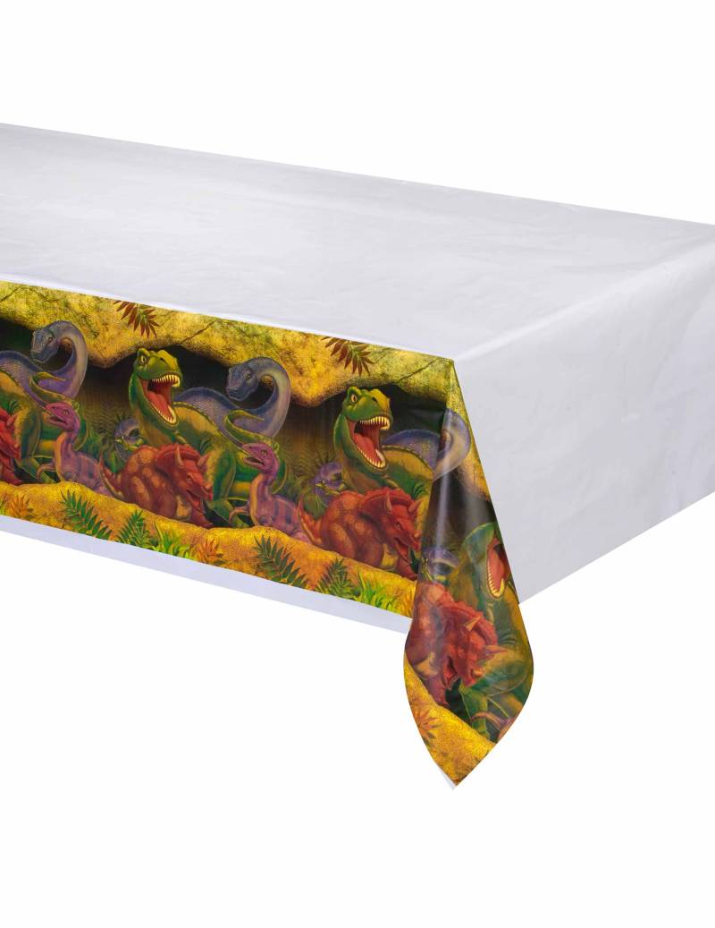 Dinosaurier-Tischdecke weiss-bunt 137x274cm von BIGIEMME SRL