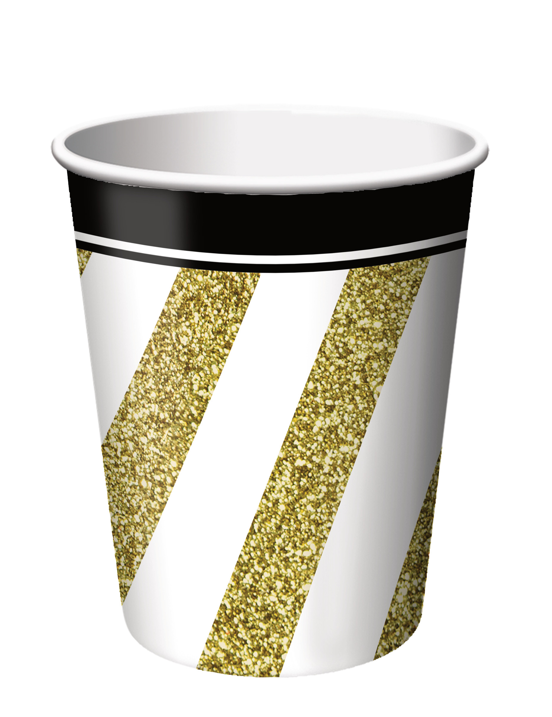 Party-Becher für Geburtstage und Jubiläen 8 Stück weiss-gold-schwarz 266ml von BIGIEMME SRL