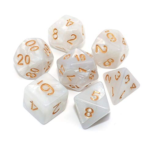 DND Würfel Set Pearl White Games Würfel für Dungeon and Dragons D&D Pathfinder MTG Rollenspiele RPG Polyedrische Würfel von CREEBUY