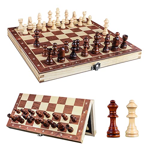 CREECHWA Schachspiel Magnetisch, 29 x 29 cm Groß Schachbrett Holz, Chess Board, Klappbar Schachbrett, Pädagogisches Spielzeug Schach für Kinder und Erwachsen von CREECHWA