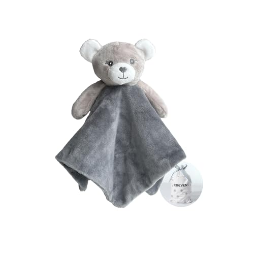 CREVENT Cozy Plüsch Baby Sicherheitsdecke Loveys für Baby Mädchen Jungen, gefüllte Tier Ring Rassel Shaker Spielzeug für Neugeborene (Bär) von CREVENT