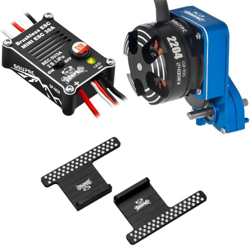 CRGANGZY 2204 2400KV Bürstenloser Außenläufermotor mit Getriebe & 30A ESC for 1/24 SCX24 (Motor ESC Pedale Blau) von CRGANGZY