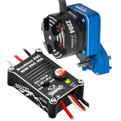 CRGANGZY 2204 2400KV Bürstenloser Außenläufermotor mit Getriebe und 30A ESC for SCX24 RC Crawler Axial 1/24 RC Car Truck (Blau) von CRGANGZY