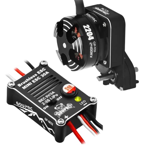 CRGANGZY 2204 2400KV bürstenloser Außenläufermotor mit Getriebe und 30A bürstenlosem Regler for 1/24 RC Crawler Axial SCX24 Upgrade (schwarz) von CRGANGZY