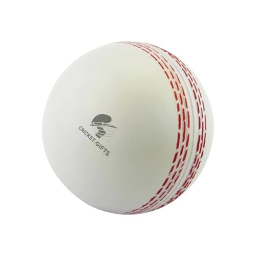 CRICKET-GIFTS - Großer 7 cm großer Cricketball, Quetsch-Stressball, lindert Verspannungen und verbessert den Fokus, ideal für Enthusiasten und Sportler, unverzichtbar für Zuhause und Büro, Weiß von CRICKET-GIFTS