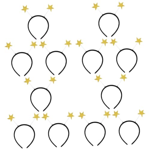 CRILSTYLEO 12 Stk Sterne Haarbänder haarschmuck haircharm haarsschmuck Goldfarben stirnband funkeln Sterne Stirnbänder glitzernde Kopfbedeckungen Goldbopper Partyzubehör Kopfschmuck Golden von CRILSTYLEO