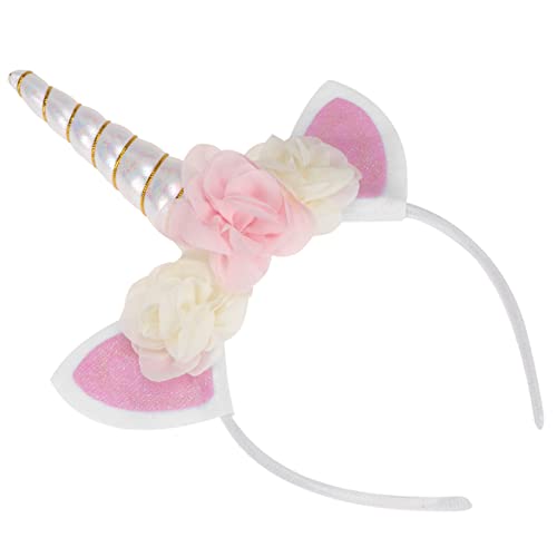 CRILSTYLEO 1Stk Leuchtendes Einhorn-Stirnband schöner Haarreif Party liefert Kopfschmuck Haarreifen kinder haargummis kinder haarschmuck Kopfschmuck für Kinder Einhorn-Haarband Stoff Weiß von CRILSTYLEO