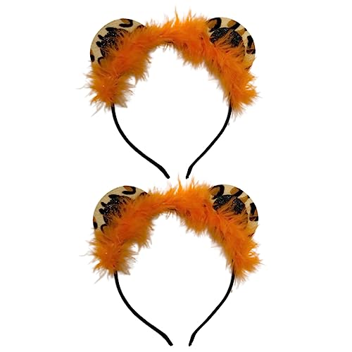 CRILSTYLEO 2 Stück Leoparden Ohr Stirnband Plüsch Kopfschmuck Stilvolles Haarband Cosplay Kopfbedeckung Kreativer Haarreifen Tier Schöne Ohr Kopfbedeckung Haarbänder Leoparden von CRILSTYLEO